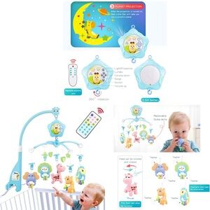 Musical Baby Crib Mobile with Remote Control - Blue